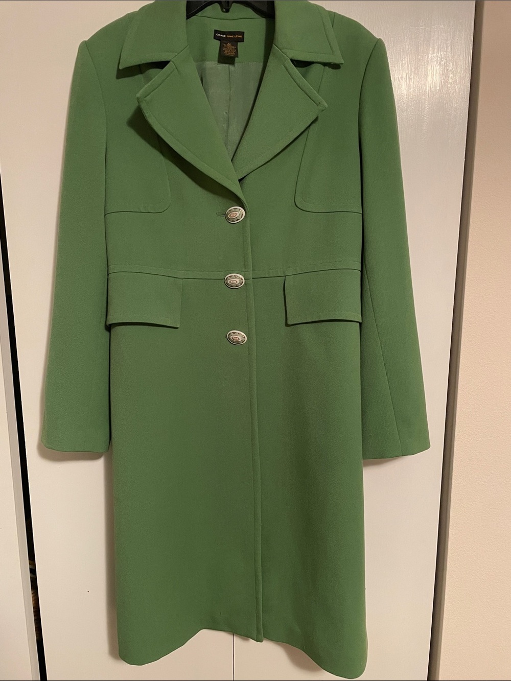 Grace Dane Lewis Green Tailored Long Coat size 12